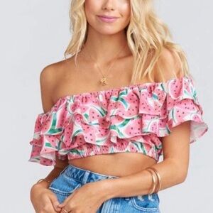 Show Me Your Mumu Kaya Watermelon Crop Top Small